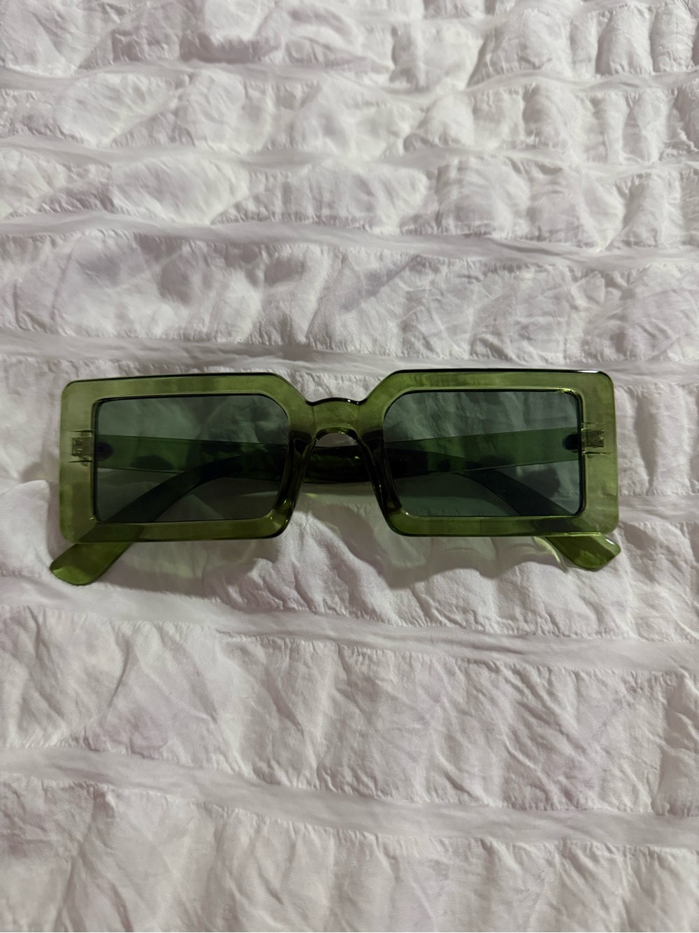 Green Rectangular Fashion Sunglasses - Women Accessories